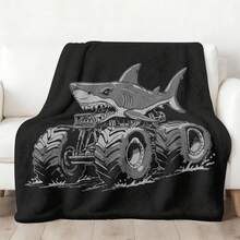 1PC Monster Jam  Monster Truck Racing Flannel Throw Blanket 50"X60" (Multiple Sizes) -  Green Truck Flying In Dust, Action Shot, Tapestry Wall Hanging, Monster Truck Fan Gift, Room Decor, Perfect For Sofa, Bed, Office -280gsm - nhiều màu 18 - Xem 3
