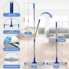 Professional 18" Microfiber Mop - Flat Mop With Stainless Steel Handle, 2 Reusable Washable Pads, Hardwood & Laminate (Blue) - Default - View 3
