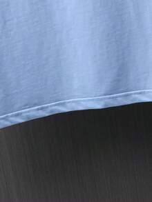 Hombres Camiseta de hombros caídos con estampado de expresión - Celeste - Ver 5