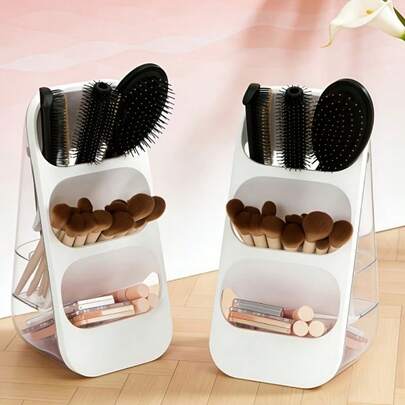 1pc/2pcs Makeup Organizer With Drawers, Combination Large Capacity Countertop Organizer For Vanity, Desktop Makeup Organizer, Bathroom And Bedroom Desk Cosmetics Organizer, Easy To Storage Skincare, Brushes, Eyeshadow, Lotions, Lipstick Summer Travel, Vacation Home Bathroom Decor Holiday Back To School