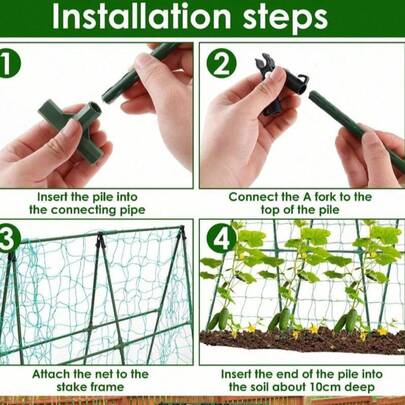36pcs Garden Support Stake Set - Durable PET Coated Metal Core, Includes 18 Support Rods, 3 A-Clips, 9 Connectors, 6 Universal Clips, Anti-Corrosion, Easy To Insert For Climbing Plants, Vines, Fruits And Vegetables