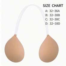 1pc New Strapless Round Cup Push-Up Invisible Self-Adhesive Bra, With Adjustable Shoulder Strap Suitable For Camisole And Backless Dress - Clear - View 5