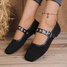 Square Toe Slip-On Shoes, Comfortable & Lightweight Loafers For Women, New Arrival Spring/Autumn - Black - View 6