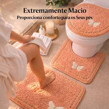 Delicato 3-Piece Non-Slip Bathroom Set Kit - Coral Orange - View 3