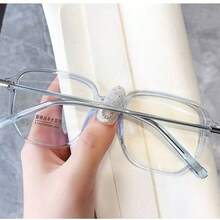 1pc Women's Square Fashion Glasses, Classic Modern Minimalist Style, Beach Accessory, Women's Glasses, Business Casual Outfit For Summer Beach Vacation, Outdoor Travel Leisure, Extra Large Frame, Suitable For Outings, Back To School Season - Clear - View 8