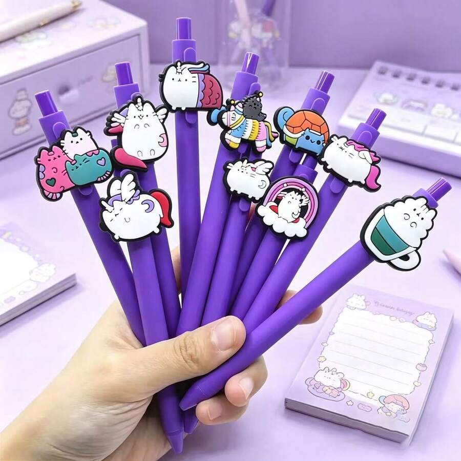 Bộ 10 bút bi hình mèo dễ thương, bút bi màu tím, bộ văn phòng phẩm học đường, đồ dùng văn phòng phẩm, thích hợp cho năm học mới và mùa tựu trường, đồ dùng văn phòng phẩm hoàn hảo. - Nhiều màu - Xem 1
