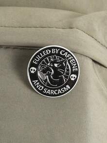 Interesting Caffeine Cat Enamel Pin, Gothic Punk Skull Coffee Lover Pin, Sought-After Caffeine And Sarcasm Driven Design Pin, Denim Jacket Backpack Accessory, Coffee Lover Gift - Multicolor - View 2