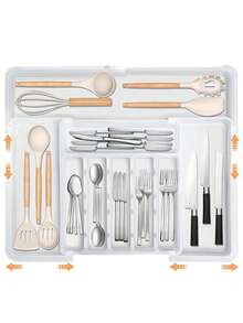 Expandable Drawer Organizer, Adjustable Utensil Storage Box, Fork, Spoon And Other Cutlery Sorting Container, Suitable For Drawer, Countertop And Cabinet, Kitchen Storage And Organization, Kitchen Accessories - Multicolor - View 8
