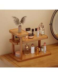 1 kệ để bàn bằng gỗ màu nâu, kệ đựng đồ nhiều tầng có giá để cốc - Kệ đứng hiện đại màu nâu nhạt, không cần lắp ráp, tiết kiệm không gian cho phòng tắm, nhà bếp, phòng ngủ - Kệ đựng mỹ phẩm và đồ dùng vệ sinh bằng gỗ. - màu nâu - Xem 10