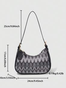 2025 Crescent-Shaped Shoulder Bag, New Fashionable Classic And Versatile Design With Letter Pattern Decoration, Solid Color, Waterproof PU Material, Handbag And Shoulder Bag, Suitable - 米色 - View 3