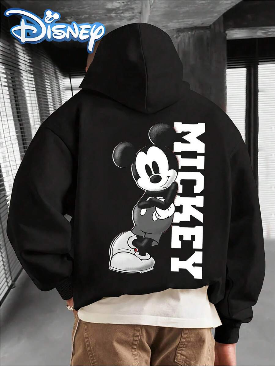 Disney Men's Casual Hoodie Featuring A Mickey Mouse Print. With Its , Stylish Design And Relaxed Fit, It's The Perfect Choice For Streetwear And Fashion-Forward Looks-Making It An Ideal Gift. Disney Hoodies - 黑色 - 查看 1