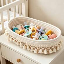 1 chiếc giỏ đan bằng dây cotton kiểu Bohemian, dùng để đựng khăn giấy, trang trí nhà cửa theo phong cách Boho, trang trí phòng ngủ. - Nhiều màu - Xem 4