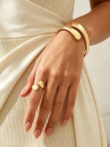 1 Set de Brazaletes Geométricos Exagerados para Mujeres - Amarillo Oro - Ver 5