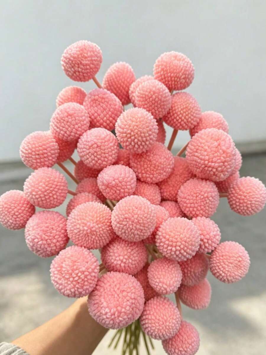 10/20 Stücke künstliche Blumen Goldene Kugel Bouquet - glasähnliche Schneeball Blumen, lebendige mehrfarbige kugelförmige Blüten, geeignet für DIY, Hochzeit & Heimdekoration, langanhaltend Tischzentrum, von rustikaler bis moderner Floristik - Pink - Übersicht 1