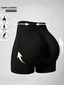 Women's Black Shaping Shorts - Soft Stretchy Fabric, Suitable For All-Day Wear, Spring/Summer - Black - View 2