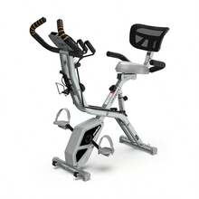 Folding Exercise Bike, Foldable Upright Stationary Bike, Indoor Cycling Magnetic X-Bike With 8-Level Adjustable Resistance, 6.6 LBS Flywheel, 300LB Capacity, Back Support Cushion For Home Gym - Light Grey - View 8