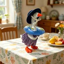 Summer Desk Goose Outfits Bikini Swimsuit With Swim Ring And Hat Set For 7 Inches Mini Desktop Goose Statue - 7-inch Violet - View 5