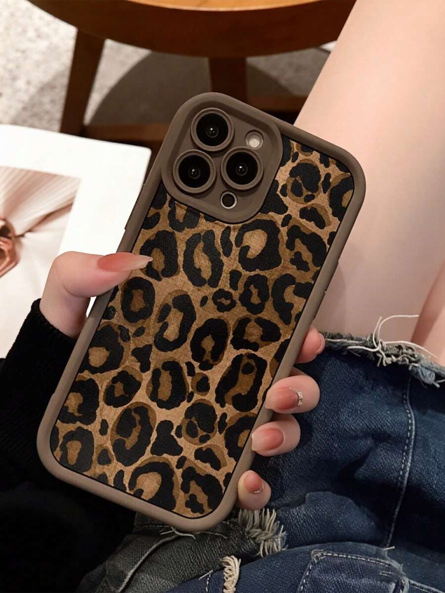 Leopardmönster, stötsäkert, mjukt silikonfodral, för iPhone 17 Pro Max/17 Pro/17 Air/17/16 Pro Max/16/16 Pro/16 Plus/16E/15/15 Plus/15 Pro/15 Pro Max/11/12/13/14 Pro Max/XS/XR/11 Pro/11 Pro Max/12 Pro/12 Pro Max/13 Pro/13 Pro Max/7 Plus/14 Pro/14 Pro Max/14 Plus/7 Plus/8 Plus/8/SE2 - brunt leopardmönster - Visa 1