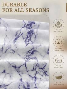 Bộ ga trải giường 4 món họa tiết đá cẩm thạch xanh cổ điển, chất liệu microfiber mềm mại dễ giặt ủi, bộ ga trải giường họa tiết hoa (1 ga trải giường + 1 váy giường + 2 vỏ gối), bộ váy giường, phù hợp với giường đơn, đôi, cỡ Queen, cỡ King, thiết kế váy giường có túi sâu, vỏ gối lên đến 11,8 inch, mềm mại và thoáng khí, chống nhăn, phong cách khách sạn sang trọng, phong cách nữ tính ngọt ngào, quà tặng cho bố mẹ, bạn bè. - Màu xanh lam - Xem 7