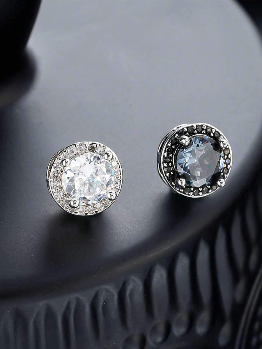 2 đôi bông tai kẹp từ tính đính đá Cubic Zirconia thời trang dành cho nam giới, thích hợp để đeo hàng ngày, dự tiệc, dịp năm mới, Giáng sinh, quà tặng Ngày Valentine. - Nhiều màu - Xem 1
