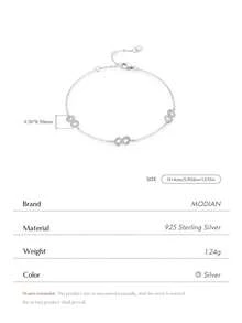 Vòng tay MODIAN bằng bạc Sterling 925 thiết kế lãng mạn vô cực, kiểu dáng độc đáo, đính đá CZ trong suốt tuyệt đẹp dành cho nữ, trang sức bạc cao cấp. - Bạc - Xem 3