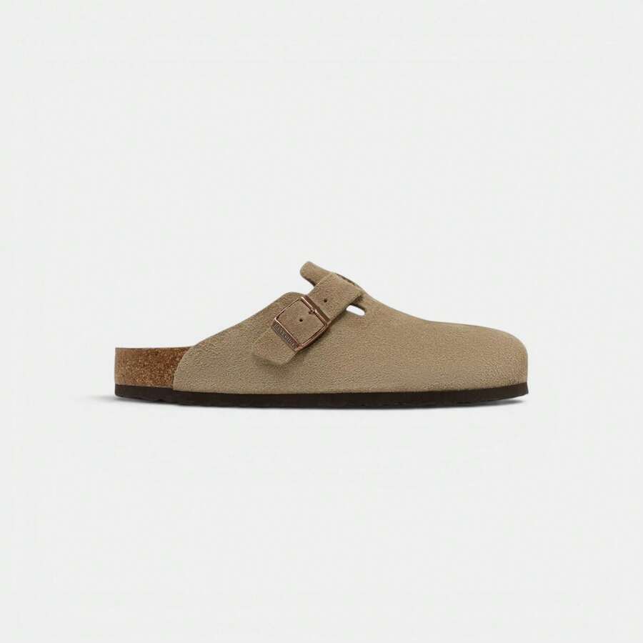 Birkenstock Boston Soft Footbed Suede Taupe - White - View 1