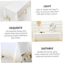 8/6/4/2 Pack Apricot Base Rose Gold & Silver Dot Disposable Plastic Tablecloth 54"X108", Waterproof Rectangular Table Cover For Wedding & Party - Apricot Base With Gold Dots - View 3