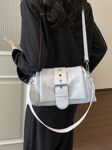 小眾設計女款枕頭包 大容量單肩斜挎腋下包 百搭購物斜挎包 - 藍色 - 查看 3