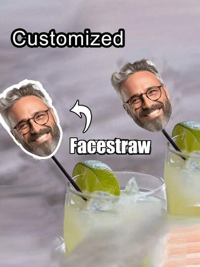 Personalized Face Straws,Custom Cut,Out Photos Faces, Complete With Straws And Fixings For You To Attach,Fun For Hen, Stag Do, Birthday, Multi-Functional, Ornamental, Anti-Mold, Reusable, Easy To Clean, Adorable