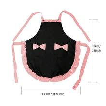Cute Plaid Bow Apron, Soft & Comfortable, Non-Sweating. Halter Design Fits Body Shape, With Pocket For Small Items, Ruffled Hem + Contrast Plaid Decor, Stylish & Easy To Maintain, Essential For Kitchen Cooking, Baking, And Household Chores - Red and White Checkered Apron With a Bow - View 3