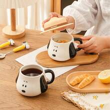 Cốc sứ Snoopy chính hãng - Bộ cốc cà phê/bữa sáng hoạt hình có nắp và ống hút - Cốc nước dung tích lớn kiểu INS. - Nhiều màu - Xem 7