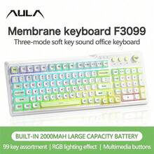 AULA F3099 Wireless Keyboard Rechargeable Mechanical Feel Gaming Keyboard RGB Backlight with Rotary Button Original AULA Bluetooth Keyboard For PC Desktop Game Office Laptop - 查看 15