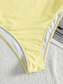 PEPPERMOLLY Women's Sexy And Fashionable Spaghetti Strap Brown One-Piece Swimsuit, Suitable For Swimming Parties And Luxury Beach Vacations In Summer - Light Yellow - View 6