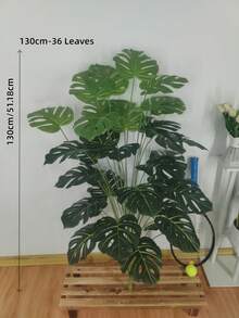 85-130cm Oversized Artificial Monstera Plant, No Water Needed Fake Palm Tree With Lifelike Green Leaves, Tall Plastic Decor For Home Office Garden - Green - View 10