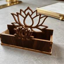 Hộp đựng danh thiếp/hộp đựng thẻ/hộp sắp xếp thẻ hình hoa sen bằng gỗ, kẹp ghi nhớ rỗng kiểu cổ điển. - A - Xem 6