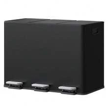 3-Compartment Stainless Steel Kitchen Pedal Bin – Soft-Close Lids ...