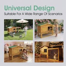 2-Story Wooden Rabbit Hutch & , Wooden Hen House With Nesting Box – 6 Ventilation Doors, Removable Tray & Ramp, Outdoor Poultry Cage For 4-6 Chickens - Wood color - 查看 4