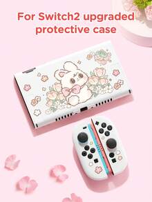 Accesorios de la consola de juegos Switch2 2025, 1 pieza Funda protectora para consola Switch2/Switch con diseño de conejo lindo y flor de tulipán, compatible con Switch2/Switch OLED/NS/Lite, cubiertas desmontables para agarre izquierdo y derecho, mejor regalo para jugadores de Switch - Multicolor - Ver 7