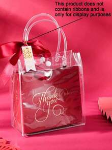 20 Stück/10 Stück/5 Stück große transparente Geschenktüten, Geschenke, Hochzeit Geburtstag, transparente Tragetaschen mit Griffen, verdickte wiederverwendbare transparente PVC Geschenktüten - transparent - Übersicht 5