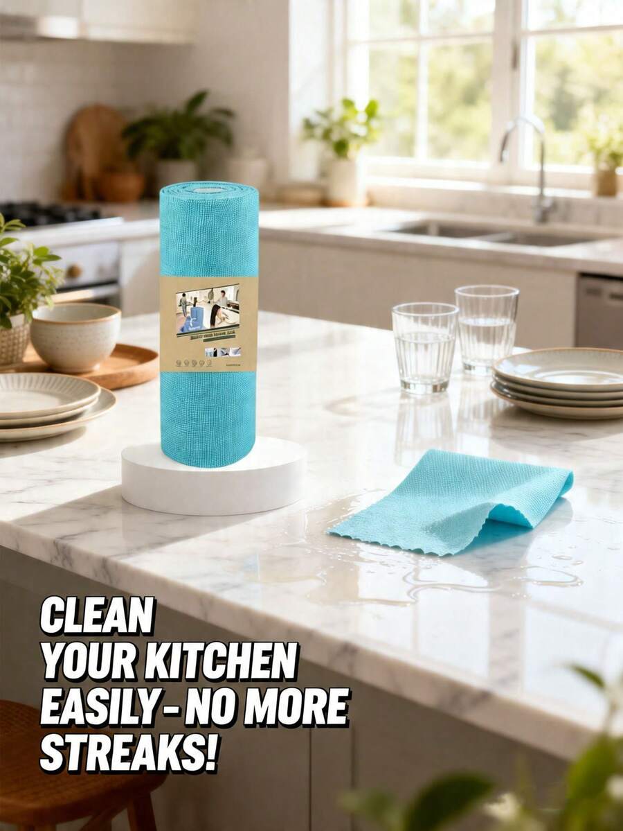 1 Pc (20 Sheets/Pack) Ultra-Fine Fiber Cleaning Cloth Roll, Convenient & Reusable. Space-Saving, Ultra-Fine Fiber, Super Absorbent, Size 7.9x7.9 Inches (20x20 Cm), With Hanging Hole, Scratch-Resistant, Machine Washable, Multi-Purpose Cleaning Cloth