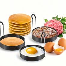 煎蛋圈、煎蛋模具、三明治煎蛋模具、不粘煎蛋圈、厨房烘焙工具 - 黑色 - 查看 2