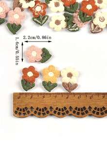 20pcs 1.4x2.2cm Multi-Color Floral Trim Fabric Patches, No Adhesive Backing, DIY Craft Materials Suitable For Bags, Clothing, Hair Clips, Decorations, Sewing Accessories - Multicolor Mixing - View 2