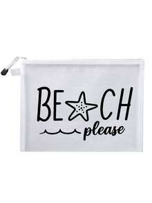 Multi-Color Waterproof Fashion Mesh Beach Bag With "Beach Please" Letter Print, Beach Theme, Starfish, Wave Pattern. Large Capacity Transparent Cosmetic Bag, Nylon Zipper Toiletry Bag, Lightweight, Can Hold Sunscreen, Snacks, Bikini And Beach Essentials. - Multicolor - View 15