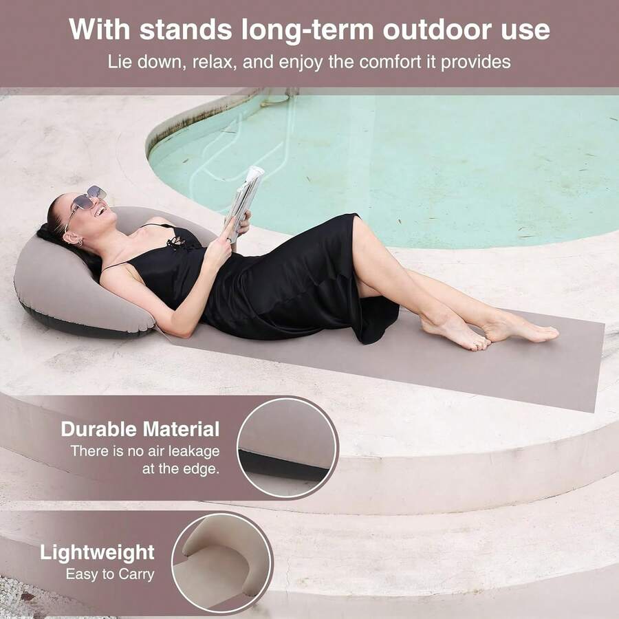Inflatable Beach Mat, Outdoor Camping Single Sleeping Pad, Foldable And Portable - Multicolor - View 1