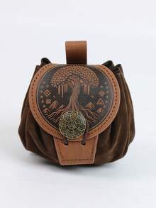 1pc Celtic Dragon Pattern PU Leather Drawstring Coin Pouch, Nordic Rune Bag, Medieval LARP Costume Accessory - ZSJ - View 8