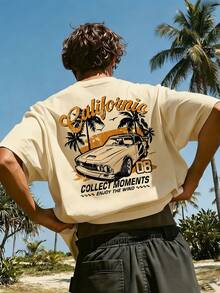 Camiseta Redonda com Estampa de Carro Cartoon para Meninos Adolescentes, Casual Macia e Confortável, Estilo Y2K Primavera/Verão - Damasco - Visão 3