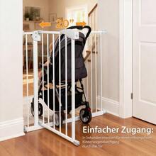 Child Safety Gate With Dog Door, Adjustable Width 75–115 Cm, Height 76 Cm, Pet Stair Gate, Dog Safety Gate (Including Extension Pieces), Drill-Free Installation, Metal, Plastic - white - 查看 6