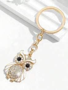 Cross-Border Creative Bag/Car Neutral Pendant, Rhinestone Cartoon Blue/Pink/Champagne Owl Metal Keychain, Small Gift For Boyfriend/Girlfriend/Best Friend/Coworker/Birthday/Parent, European & American Style Hanging Ornament - 多色 2 - 查看 6