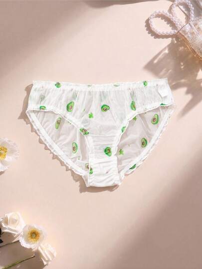 1 chiếc quần lót nữ dễ thương, quần lót tuổi teen dễ thương in hình trái cây, phù hợp mặc ở nhà và ngoài trời, quần lót tam giác kiểu dáng dễ thương và tươi trẻ dành cho nữ.