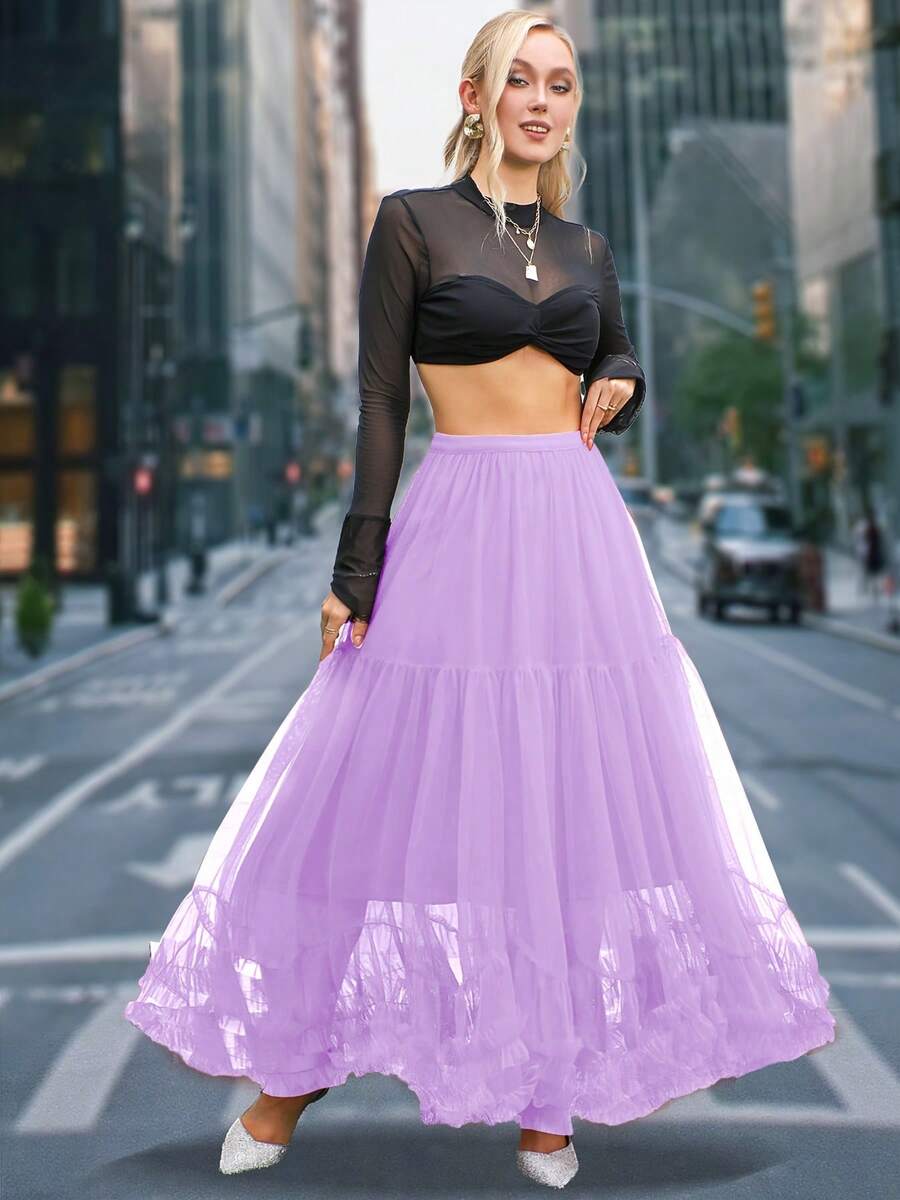 Super Irregular Design Sense Fashionable Sweet Skirt - Màu tím - Xem 1